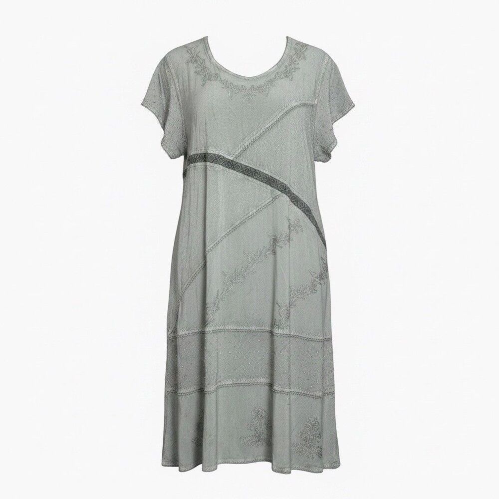 Coline Dress Womens 3XL Renaissance Peasant Prairie Midi Green Boho Cottagecore